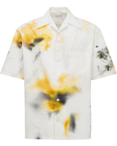 Alexander McQueen Camisa bowling Obscured Flower - Blanco