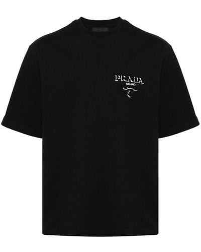 Prada T-Shirt mit Logo-Print - Schwarz