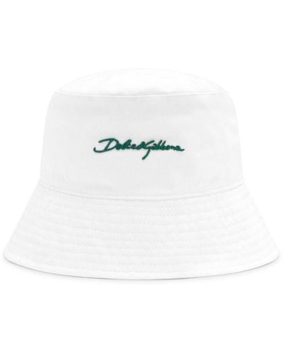 Dolce & Gabbana Logo-appliqué Cotton Bucket Hat - White