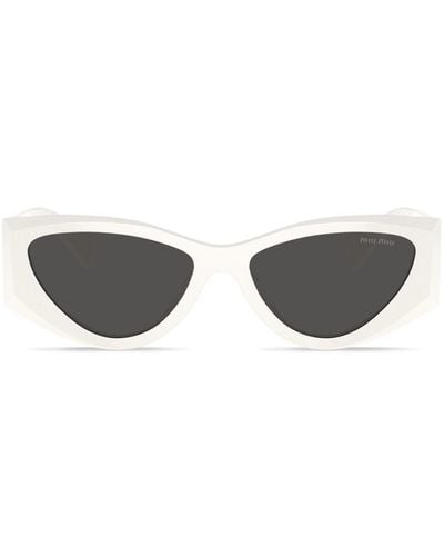 Miu Miu Cat-eye Frame Logo-lettering Sunglasses - White