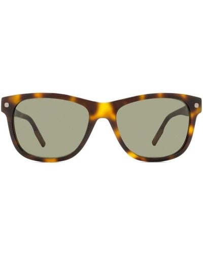 Zegna Tortoiseshell-effect Rectangle-frame Sunglasses - Brown