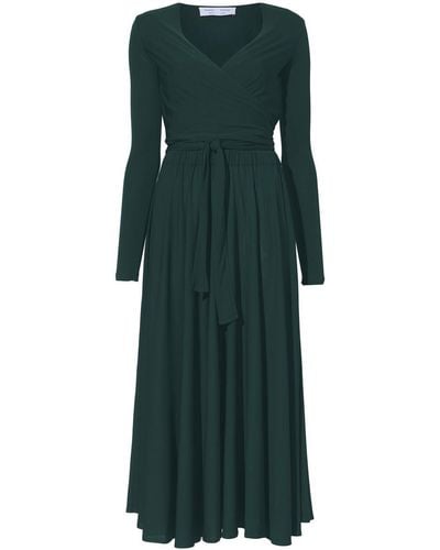 Proenza Schouler Long-sleeved Crepe Wrap Dress - Green