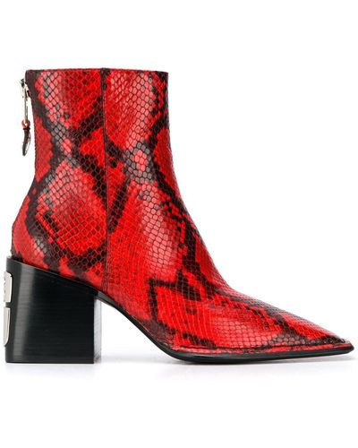 Alexander Wang Snakeskin Pattern Ankle Boots - Red