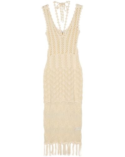 Patrizia Pepe Open-knit Maxi Dress - White