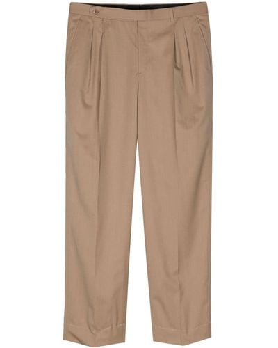 Brioni Elba Tailored Wool Trousers - Natural