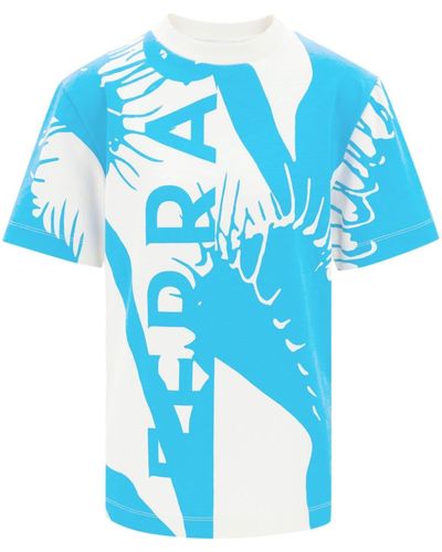 Ferragamo Venus-print Cotton T-shirt - Blue