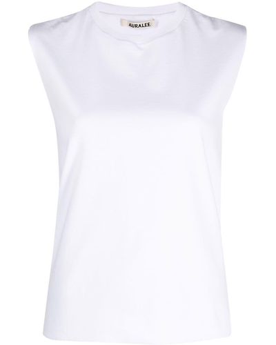 AURALEE Crew Neck Sleeveless T-shirt - White