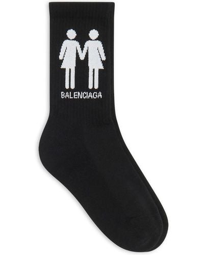 Balenciaga Pride Logo-print Socks - Black