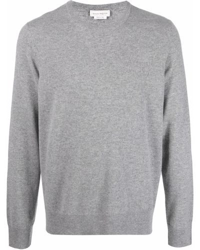 Alexander McQueen Kaschmirpullover mit Logo-Stickerei - Grau