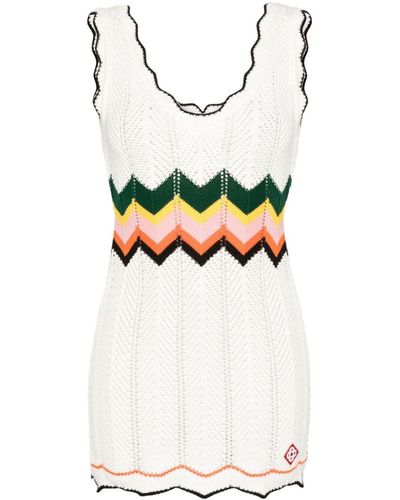 Casablancabrand Chevron-knit Mini Dress - White