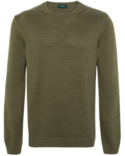 Zanone Fine-knit Cotton Jumper - Green