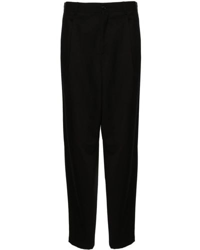 Giorgio Armani Pleated Tapered Trousers - Black