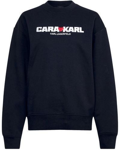 Karl Lagerfeld X Cara Delevingne Sweatshirt mit Logo-Print - Blau