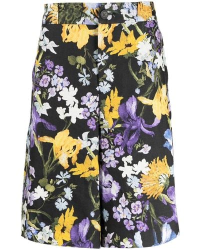 Erdem Miles Floral-print Bermuda Shorts - Black