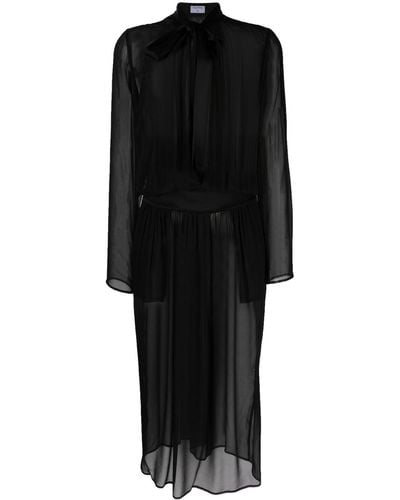 Filippa K Vestido traslúcido con cuello lazado - Negro
