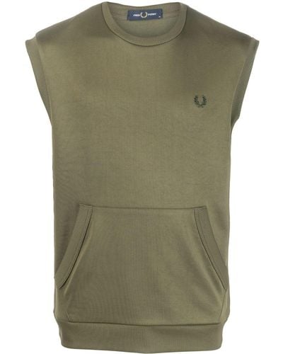 Fred Perry Embroidered Logo Cotton-blend Vest - Green