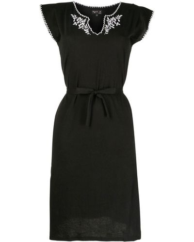 agnès b. Floral-embroidered Midi Dress - Black