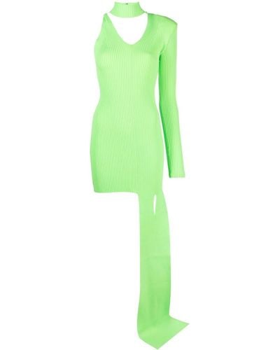 David Koma Robe courte fleurie à ourlet asymétrique - Vert