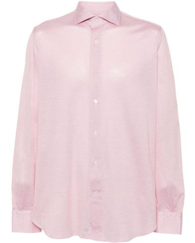 Mazzarelli Spread-collar Cotton Shirt - Pink