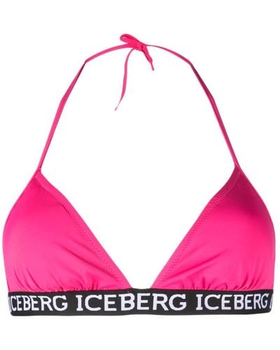 Iceberg Logo-tape Halterneck Bikini Top - Pink