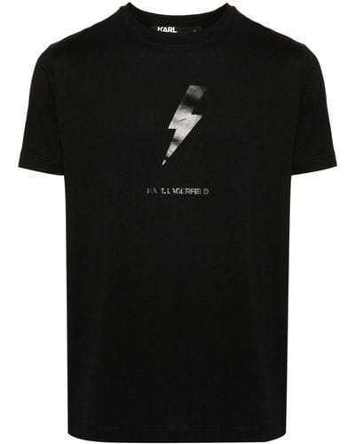 Karl Lagerfeld Thunderbolt-print Cotton T-shirt - Black