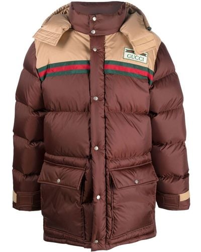 Gucci Logo-patch Padded Down Coat - Brown