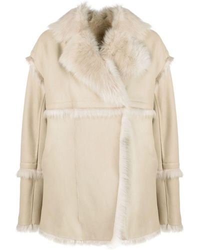 IRO Mantel mit versetztem Shearling - Natur