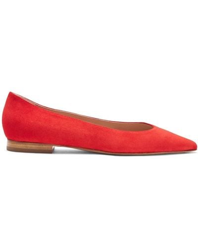 SCAROSSO Pointed-toe Suede Ballerina Shoes - Red