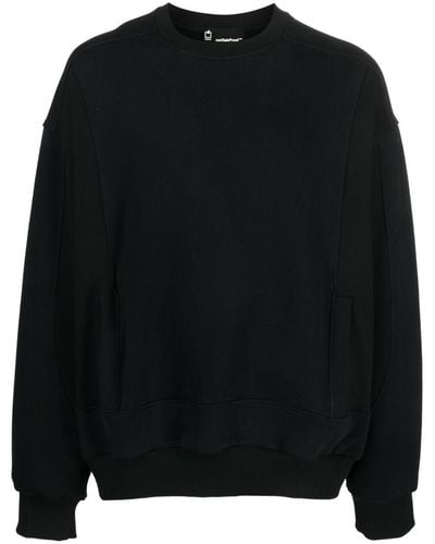 Styland Crew-neck Cotton Fleece Sweatshirt - Black