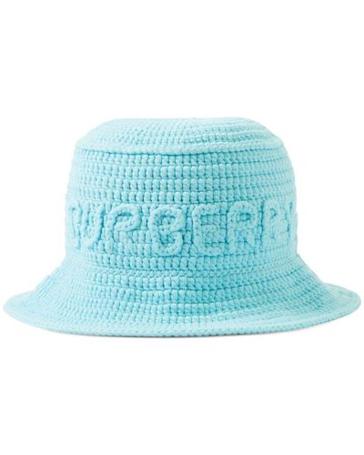 Burberry Crochet-knit Bucket Hat - Blue