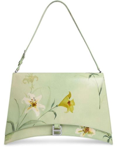 Balenciaga Large Crush Floral-print Shoulder Bag - Metallic