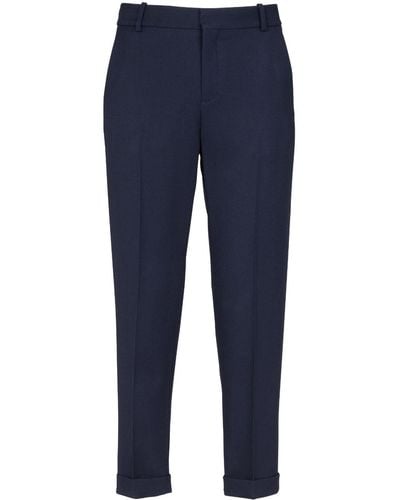 Balmain Tapered Wool Tailored Trousers - ブルー