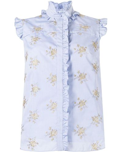 Erdem Blusa sin mangas con estampado floral - Azul
