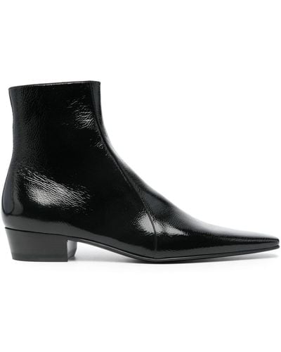 Saint Laurent 35mm Patent-leather Ankle Boots - Black
