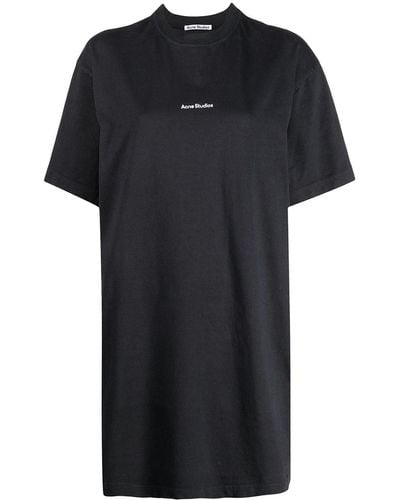 Acne Studios Logo Print T-shirt Dress - Black
