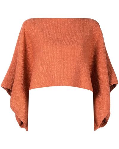 Voz Flared-sleeves Crop Top - Orange