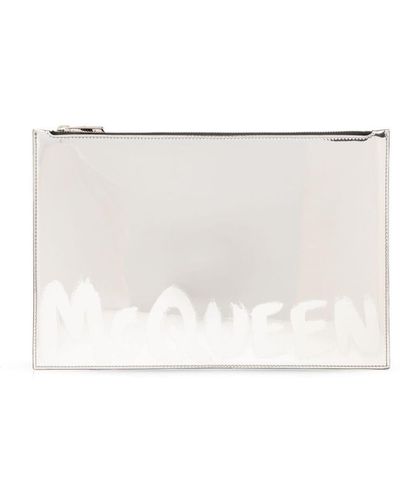 Alexander McQueen Graffiti logo-print clutch - Bianco