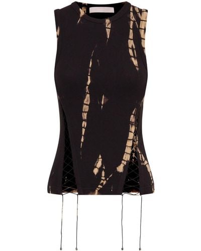 Dion Lee Lace Up-detail Ribbed-knit Top - Black