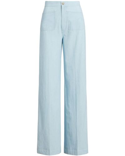 Polo Ralph Lauren Leaton Chambray-Hose mit weitem Bein - Blau
