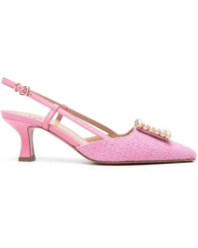 Roberto Festa Stefy 50mm Tweed Court Shoes - Pink
