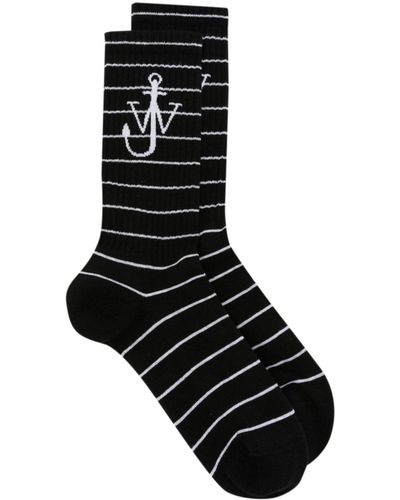 JW Anderson Anchor Striped Socks - Black