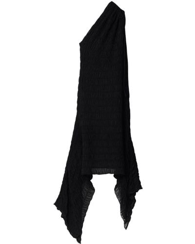 Burberry Shirred One-shoulder Dress - Black