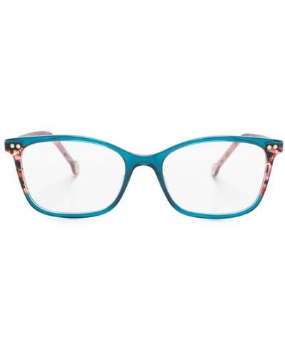 Carolina Herrera Eckige Brille mit Logo-Gravur - Blau