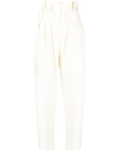 Saiid Kobeisy Pantalon Double Crepe à taille haute - Blanc