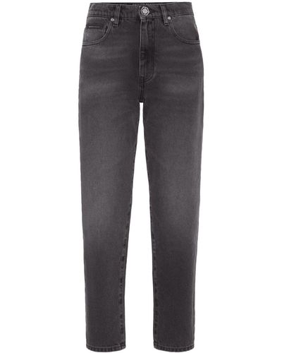 Philipp Plein Straight-Leg-Jeans mit hohem Bund - Grau