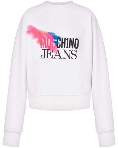 Moschino Jeans Sweatshirt mit Logo-Print - Weiß