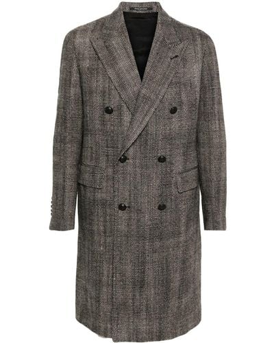 Tagliatore Herringbone-pattern Double-breasted Coat - Grey