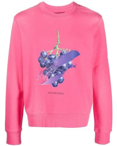 Viktor & Rolf Grape-print Cotton Sweatshirt - Pink