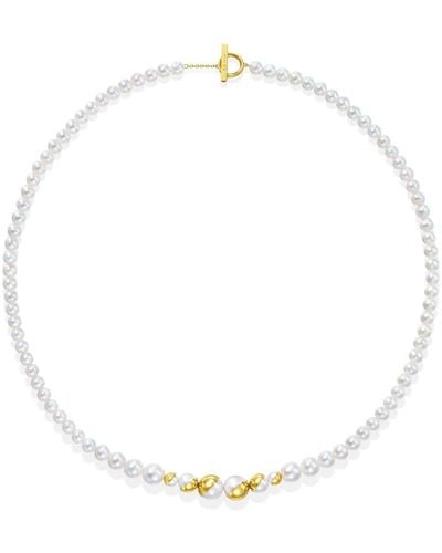 Tasaki 18kt Yellow Gold M/g Arlequin Slashed Freshwater Pearl Necklace - White