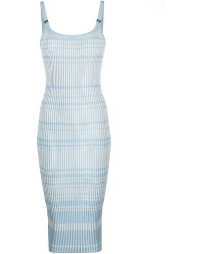 Elisabetta Franchi Striped Ribbed-knit Dress - Blue